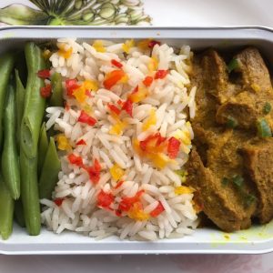Nasi Putih with Daging Salai Masak Lemak and Sayur Buncis